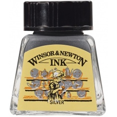 Winsor & Newton Tusz rysunkowy Silver 14ml- WODOODPORNY
