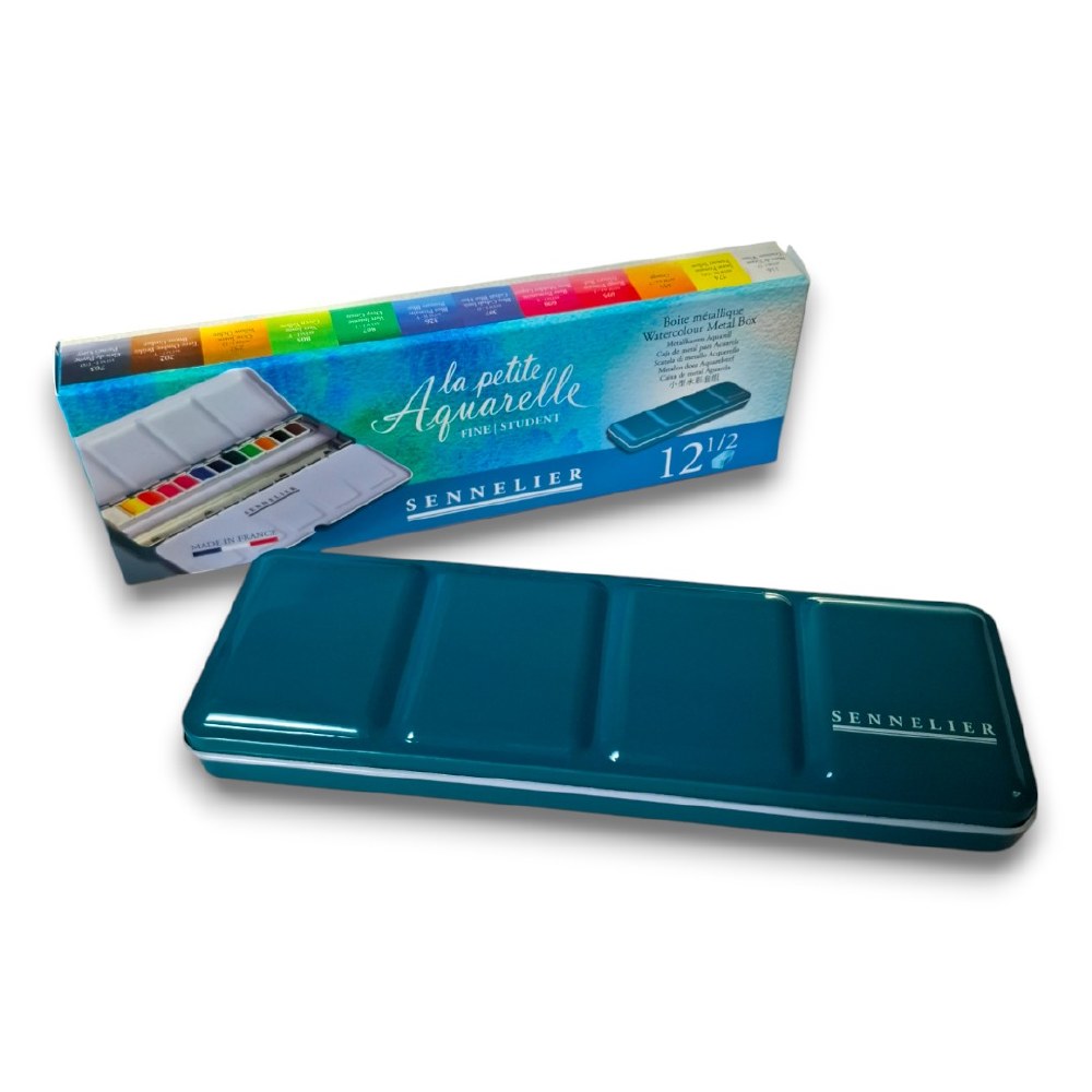 Akwarele Sennelier La petite Aquarelle 12 kolorów (12 półkostek + metalowa kasetka)