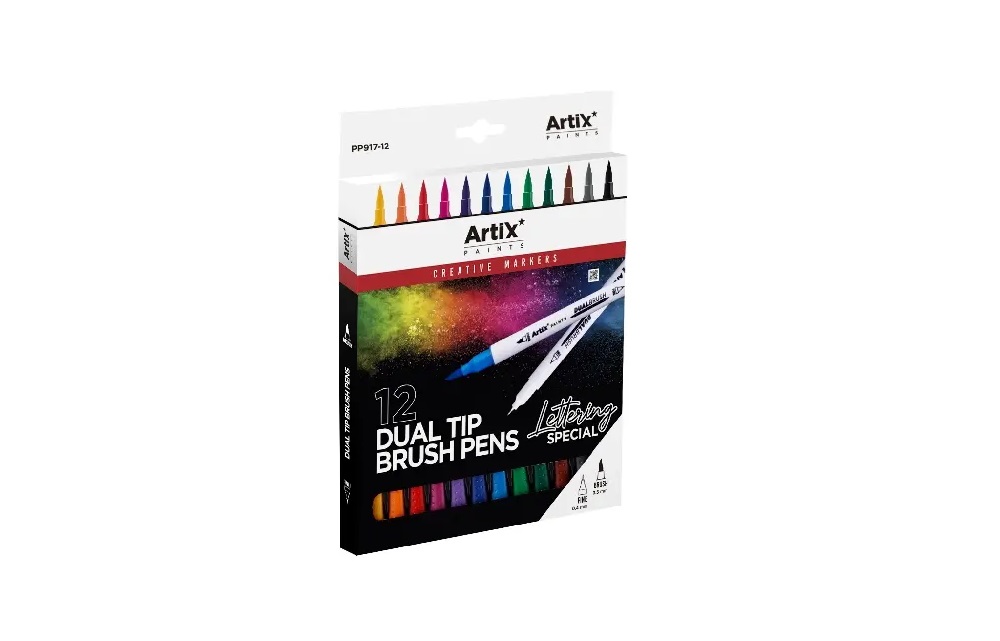 ARTIX DUAL TIP BRUSH PENS 12 KOL - markery wodne z podwójną końcówką