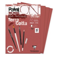 BLOK PAINT ON MIX MEDIA TERRACOTTA A5/20ARK/250G CLAIREFONTAINE