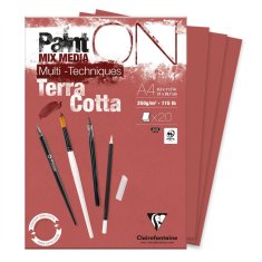 BLOK PAINT ON MIX MEDIA TERRACOTTA A4/20ARK/250G CLAIREFONTAINE