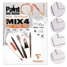 BLOK PAINT ON MIX4 250g, A6, 12 ark (4x3) CLAIREFONTAINE