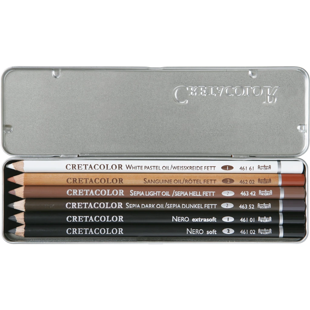 CRETACOLOR KIESZONKOWY ZESTAW PASTELI OLEJNYCH W KREDCE "OIL PENCILS POCKET SET 6"