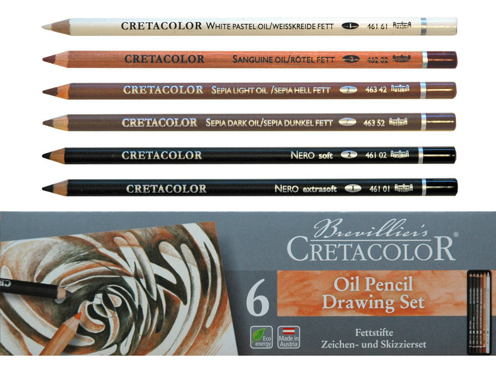 CRETACOLOR KIESZONKOWY ZESTAW PASTELI OLEJNYCH W KREDCE "OIL PENCILS POCKET SET 6"