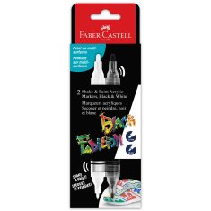 FABER CASTELL MARKERY AKRYLOWE BLACK EDITION SHAKE & PAINT, BLACK & WHITE