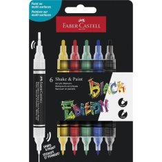 FABER CASTELL MARKERY AKRYLOWE BLACK EDITION SHAKE & PAINT, KOLORY PODSTAWOWE 6 SZT