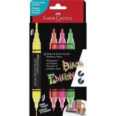 FABER CASTELL MARKERY AKRYLOWE BLACK EDITION SHAKE & PAINT, KOLORY NEONOWE 4 SZT