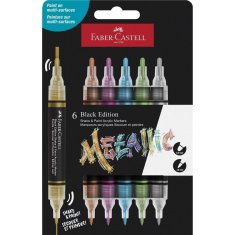 FABER CASTELL MARKERY AKRYLOWE BLACK EDITION SHAKE & PAINT, KOLORY METALICZNE 6 SZT