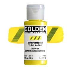 Golden Fluid Acrylics: 2008 Benzimidazolone Yellow Medium 30ml