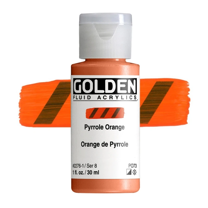 Golden Fluid Acrylics: 2276 Pyrrole Orange 30ml