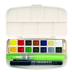 KURETAKE GANSAI TAMBI PORTABLE 14 HALF PANS COLOURS SET 