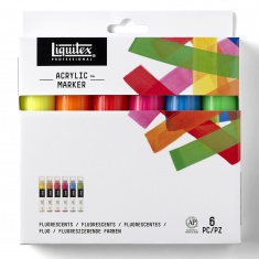 LIQUITEX Paint Marker Fine Fluorescent Set 6szt/ 8-15 MM - markery akrylowe fluo 8-15 MM