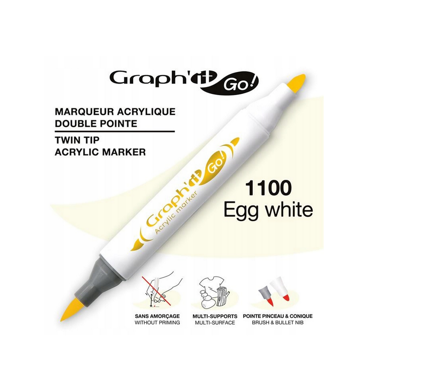MARKER AKRYLOWY GRAPH\'IT GO Z DWIEMA KOŃCÓWKAMI NR 1100 EGG WHITE