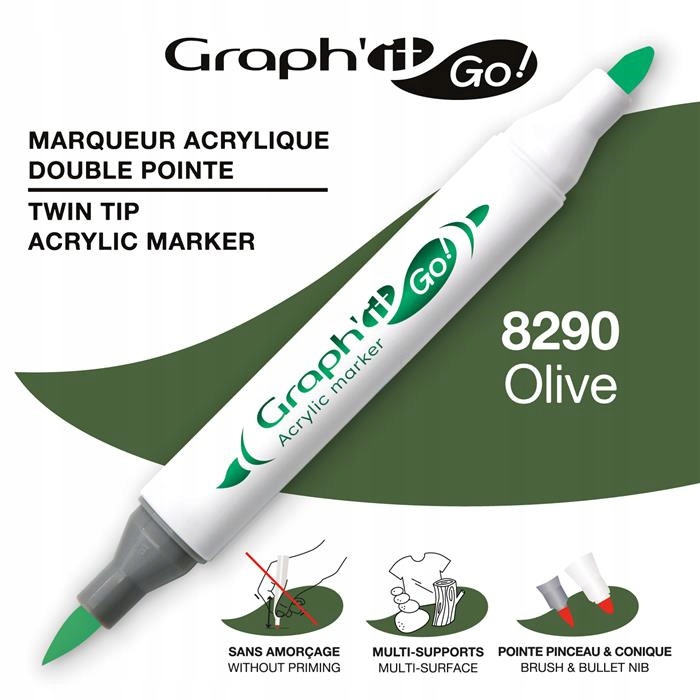MARKER AKRYLOWY GRAPH\'IT GO Z DWIEMA KOŃCÓWKAMI NR 8290 OLIVE