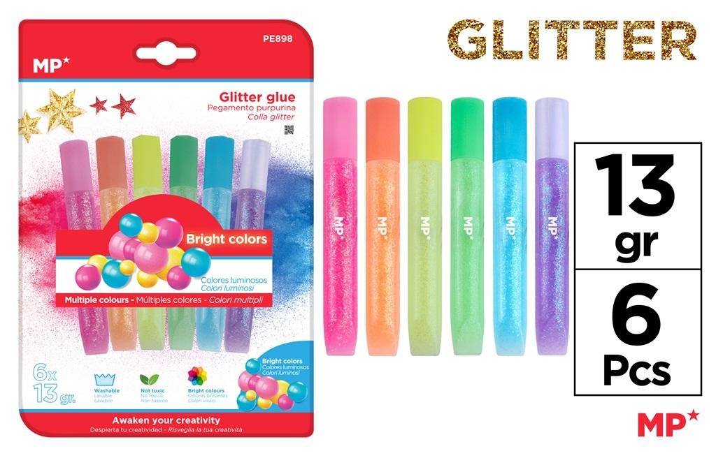 MP GLITTER GLUE BRIGHT COLOURS KLEJ BROKATOWY 6 KOL.