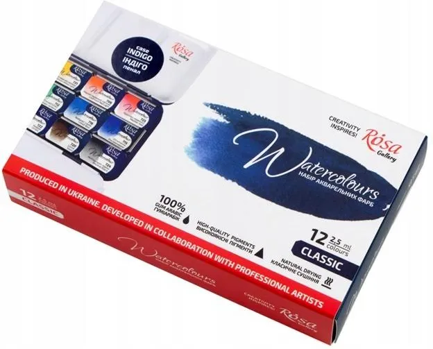 ROSA WATERCOLOURS PAINT SET 12/1 CLASSIC KASETA INDIGO