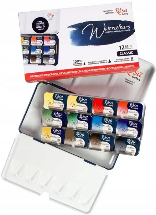 ROSA WATERCOLOURS PAINT SET 12/1 CLASSIC KASETA INDIGO