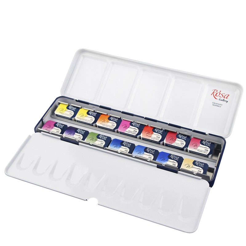 ROSA WATERCOLOURS PAINT SET 14/1 BOTANICAL METALOWA KASETA