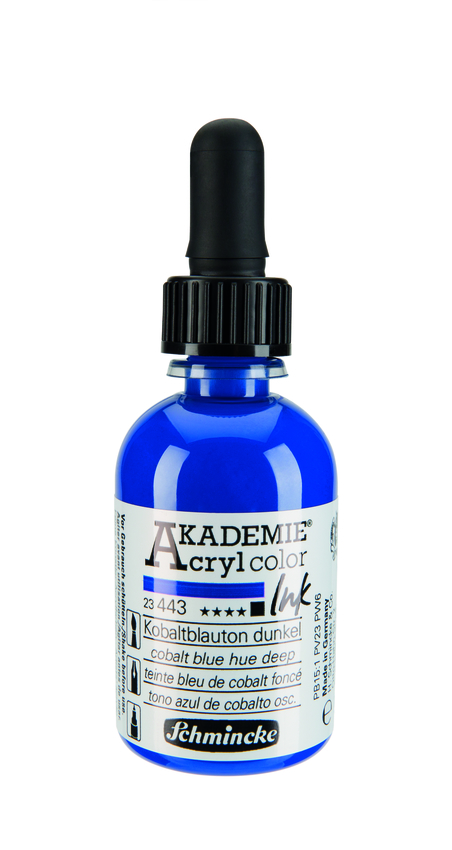 SCHMINCKE AKADEMIE ACRYL INK 50 ML- 443 COBALT BLUE HUE DEEP