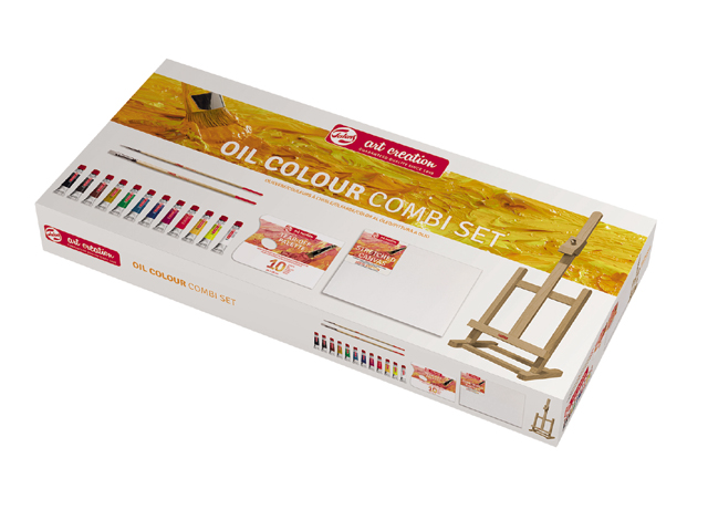 TALENS Art Creation Oil Combi Set - zestaw z farbami olejnymi i sztalugą stołową