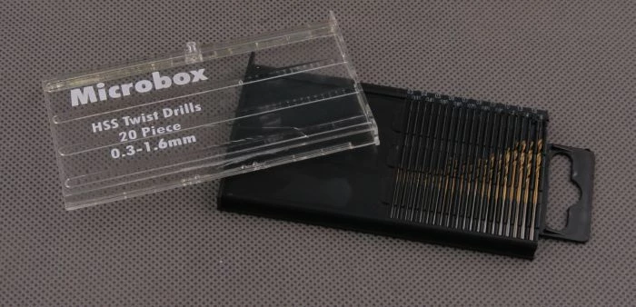 Wiertła 0,3-1,6 mm komplet 20 sztuk w pudełku