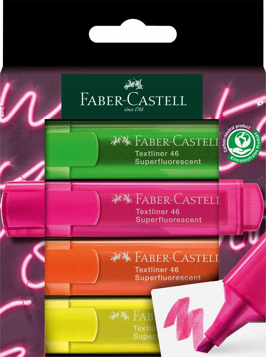 ZAKREŚLACZE FABER CASTELL 1546 SUPER NEON 4 SZT.