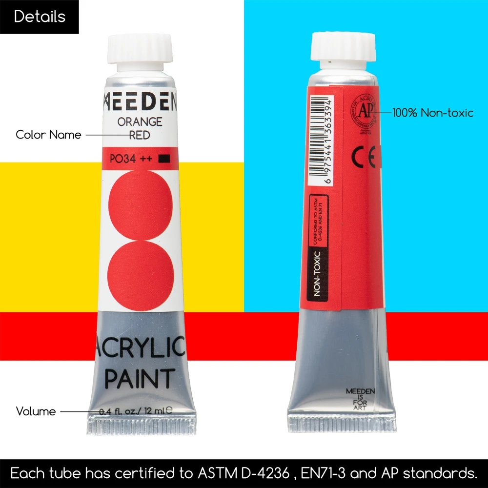 ZESTAW FARB AKRYLOWYCH - MEEDEN - 100 x 12 ml