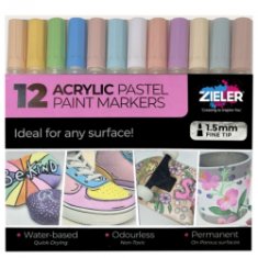 ZIELER MARKERY AKRYLOWE ZESTAW 1,5MM 12SZT PASTEL